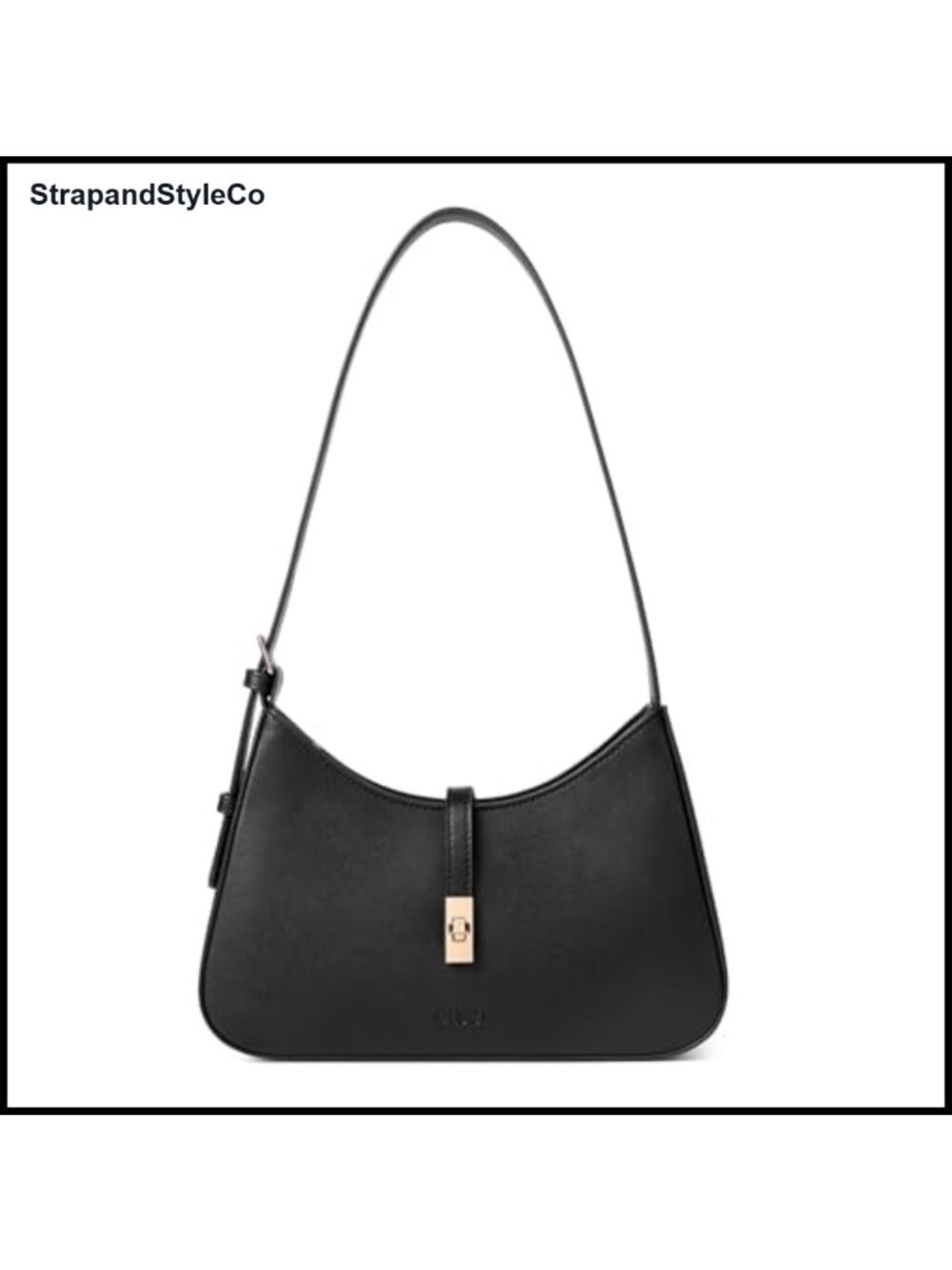 Small Vegan Leather Crescent Shoulder Bag Adjustable Strap Zipper Hobo Purse